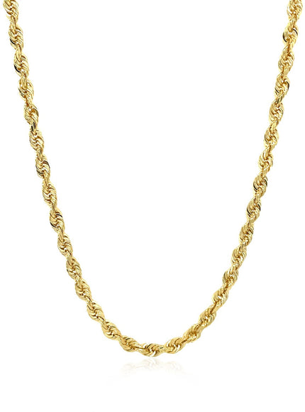 3.2mm 14K Yellow Gold Hollow Diamond Cut Rope Chain