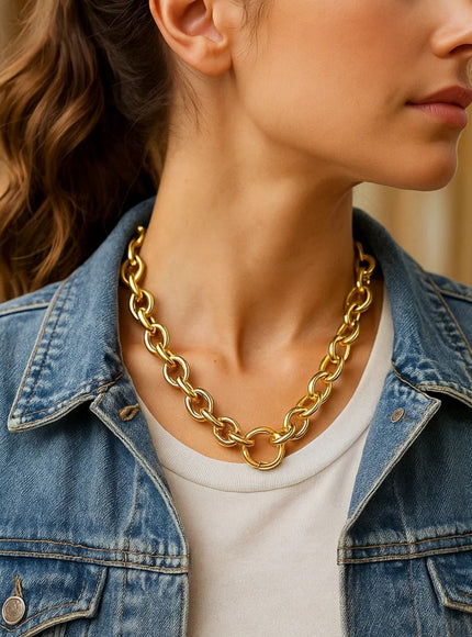 14k Yellow Gold Round Link Chain Necklace