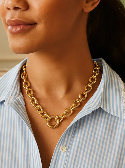 14k Yellow Gold Round Link Chain Necklace