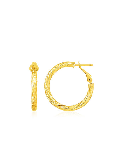 14k Yellow Gold Petite Twisted Round Hoop Earrings