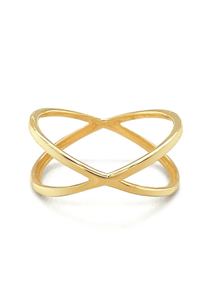 14k Yellow Gold Polished X Profile Ring