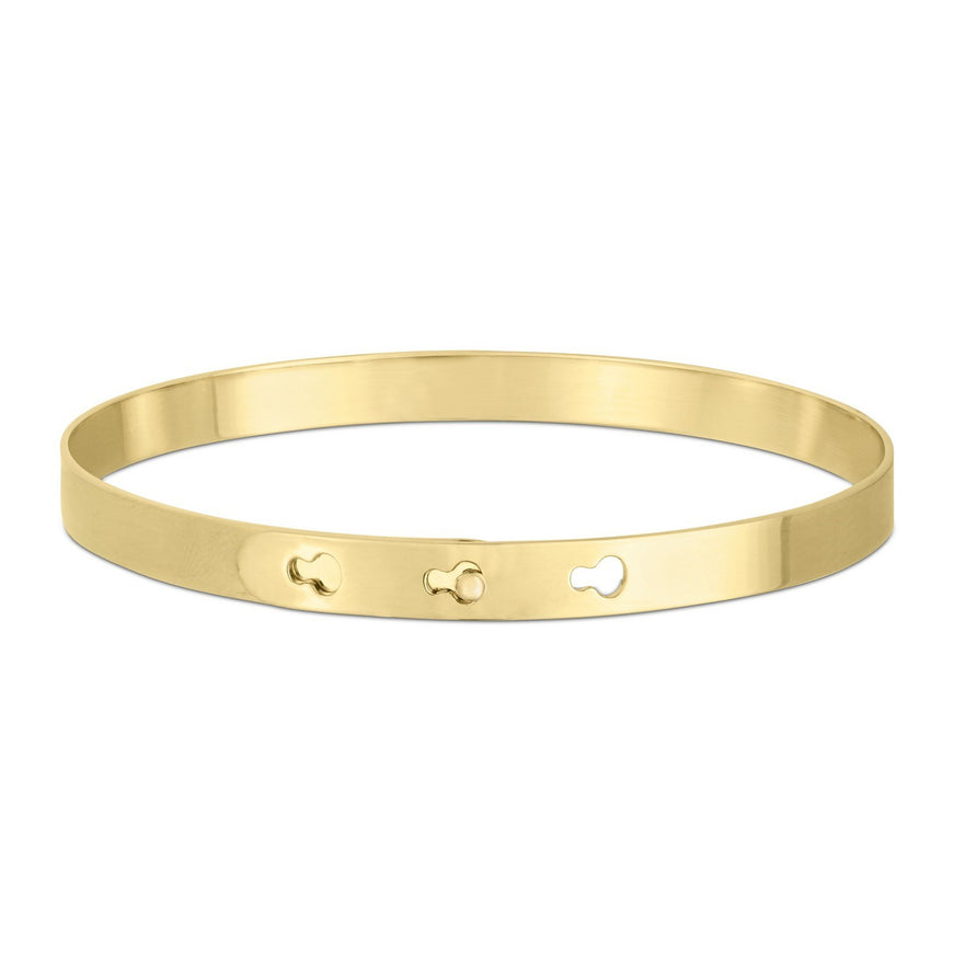 14k Yellow Gold High Polish Keyhole Clasp Bangle (6mm)