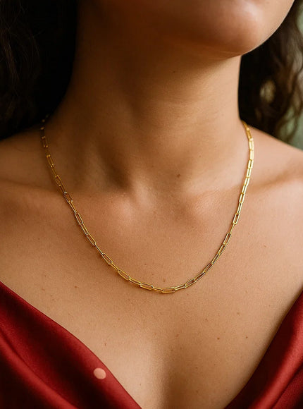 14K Yellow Gold Delicate Paperclip Chain (2.1mm)