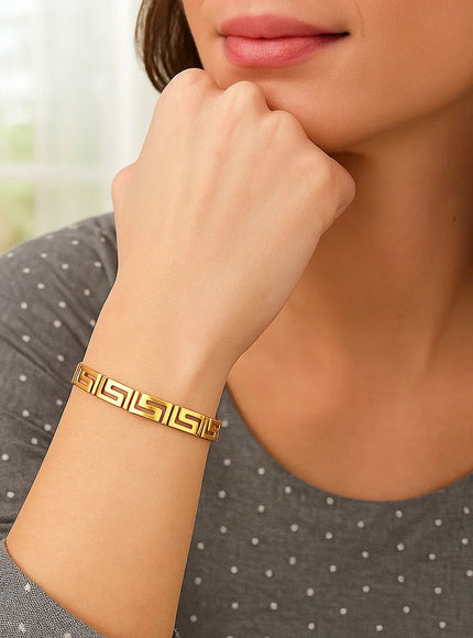 14k Yellow Gold Fancy Greek Key Motif Bracelet