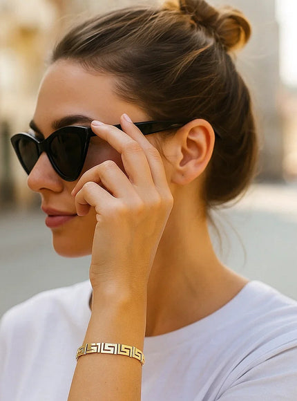 14k Yellow Gold Fancy Greek Key Motif Bracelet