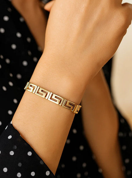 14k Yellow Gold Fancy Greek Key Motif Bracelet
