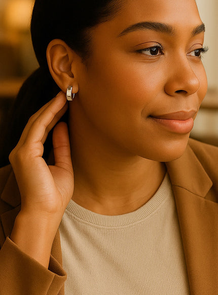 14k White Gold Snuggable Hoop Earrings