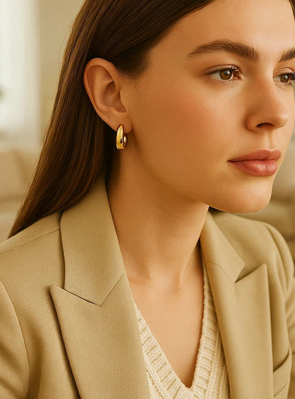 Tapered Huggie Hoop Earrings in 14K Yellow Gold