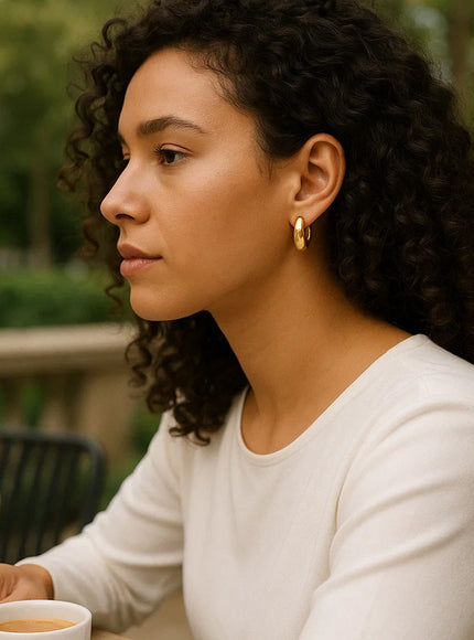 Tapered Huggie Hoop Earrings in 14K Yellow Gold