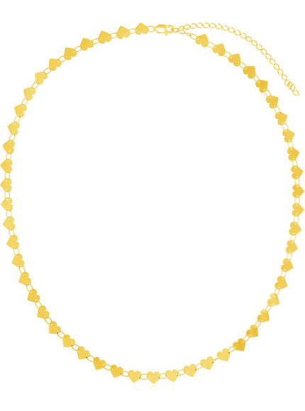 14k Yellow Gold Mirrored Heart Chain Necklace