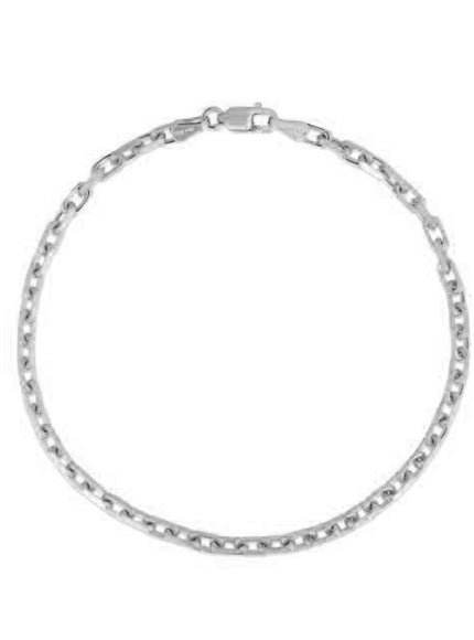2.5mm 14k White Gold French Cable Chain Bracelet