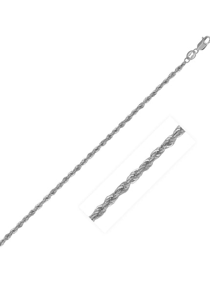 14k White Gold Light Rope Chain 1.5mm