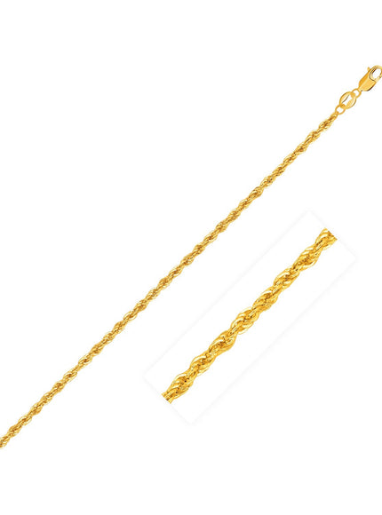 Lite Rope Chain Bracelet in 14k Yellow Gold (1.5 mm)