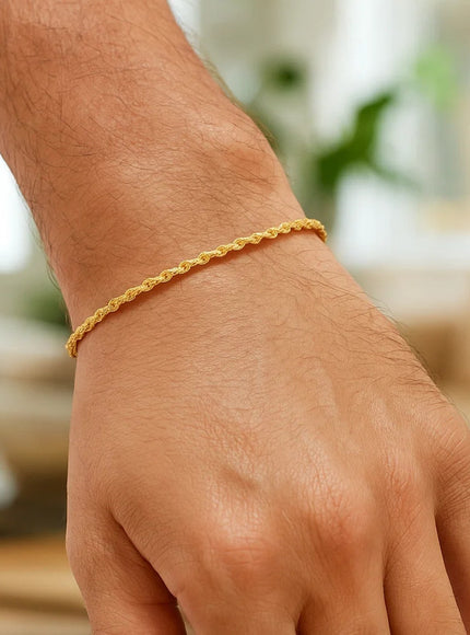 Lite Rope Chain Bracelet in 14k Yellow Gold (1.5 mm)
