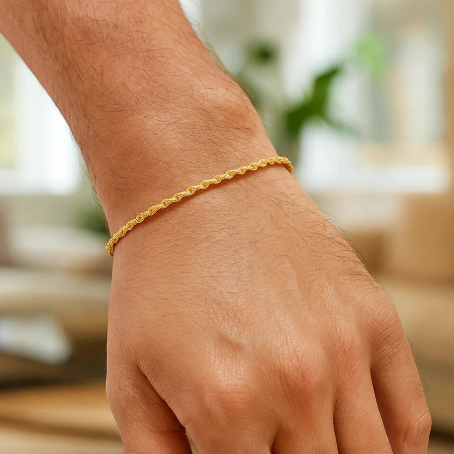 Lite Rope Chain Bracelet in 14k Yellow Gold (1.5 mm)