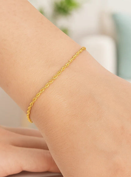 Lite Rope Chain Bracelet in 14k Yellow Gold (1.5 mm)