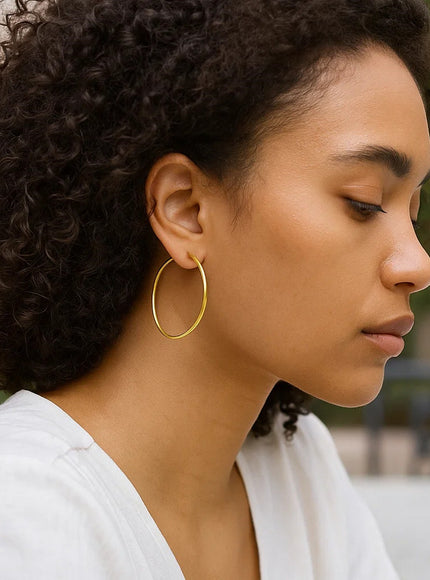 Endless Hoop Style Earrings in 14K Yellow Gold(1.2x35mm)