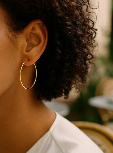 Endless Hoop Style Earrings in 14K Yellow Gold(1.2x35mm)
