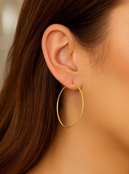 Endless Hoop Style Earrings in 14K Yellow Gold(1.2x35mm)