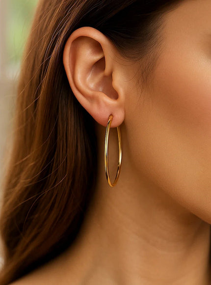 Endless Hoop Style Earrings in 14K Yellow Gold(1.2x35mm)