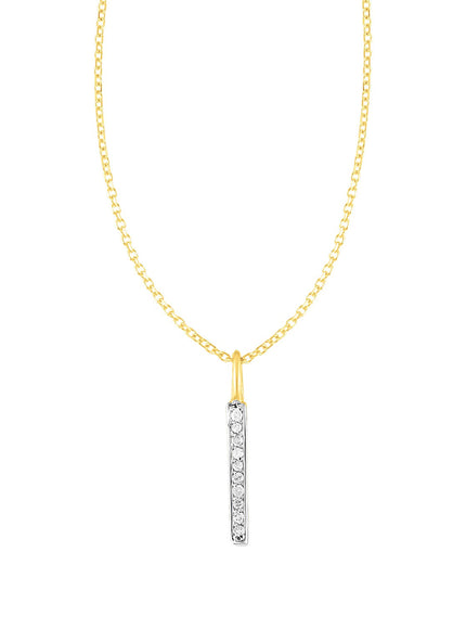 14k Yellow Gold Bar Pendant with Diamonds
