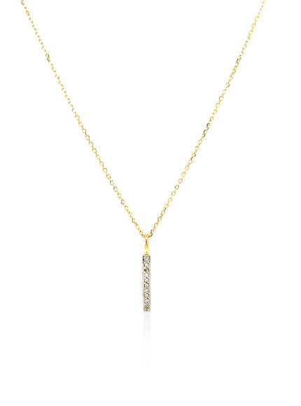 14k Yellow Gold Bar Pendant with Diamonds