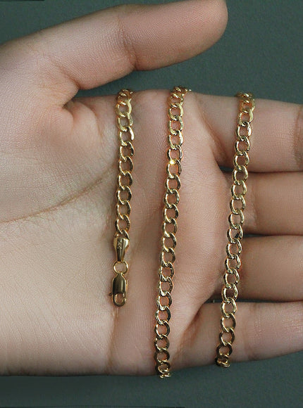 4.4mm 10k Yellow Gold Curb Chain