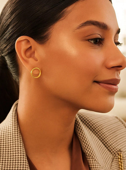 Open Circle Post Earrings in 14k Yellow Gold