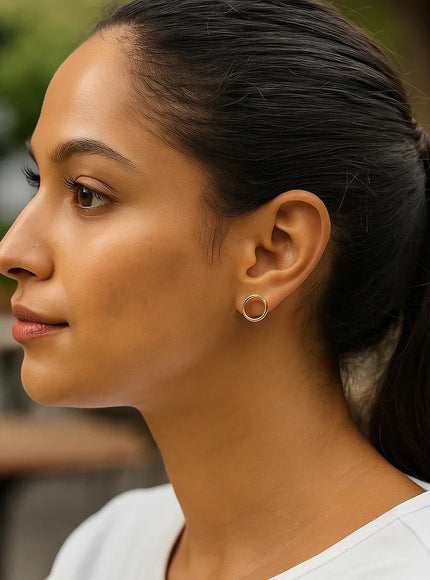 Open Circle Post Earrings in 14k Yellow Gold