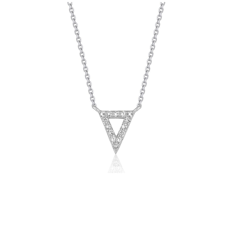 Diamond Inverted Triangle Pendant in 14k White Gold