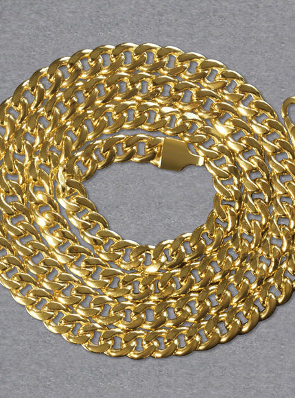 5.5mm 14k Yellow Gold Miami Cuban Semi Solid Chain