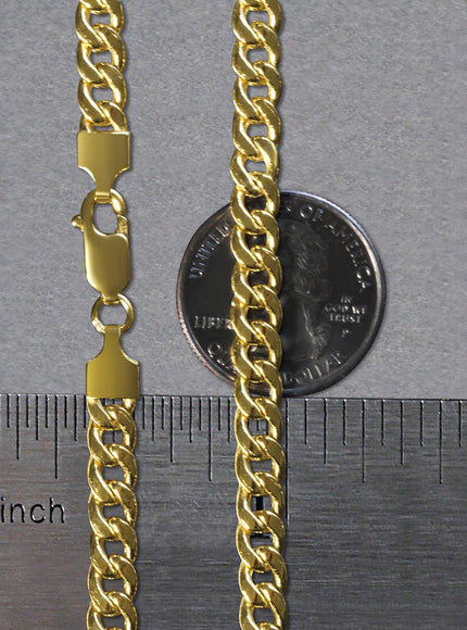 5.5mm 14k Yellow Gold Miami Cuban Semi Solid Chain