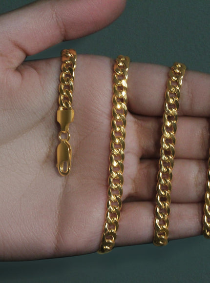 5.5mm 14k Yellow Gold Miami Cuban Semi Solid Chain