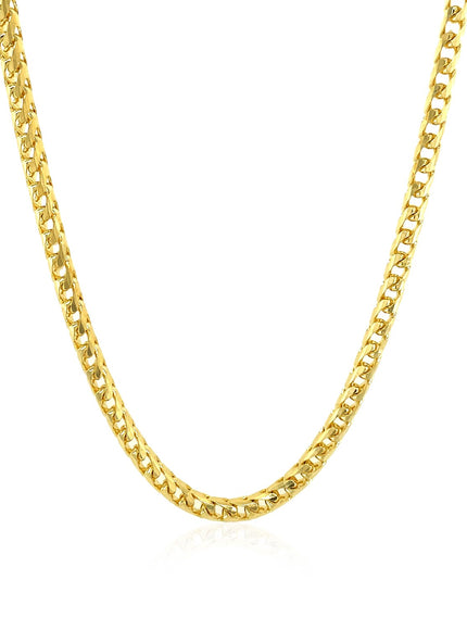 3.1mm 14k Yellow Solid Gold Diamond Cut Round Franco Chain