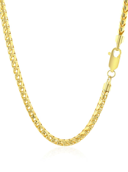 3.1mm 14k Yellow Solid Gold Diamond Cut Round Franco Chain