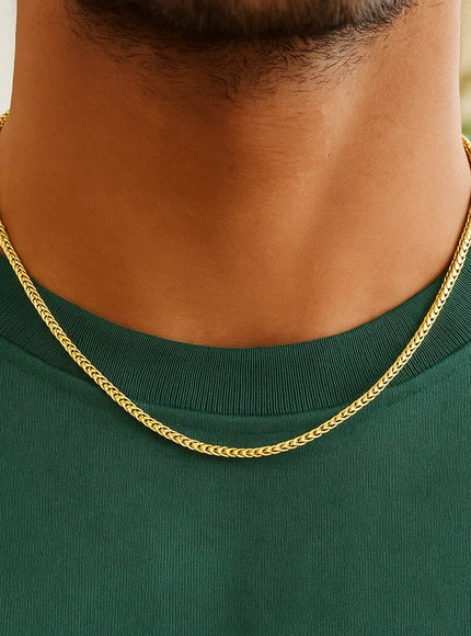 3.1mm 14k Yellow Solid Gold Diamond Cut Round Franco Chain