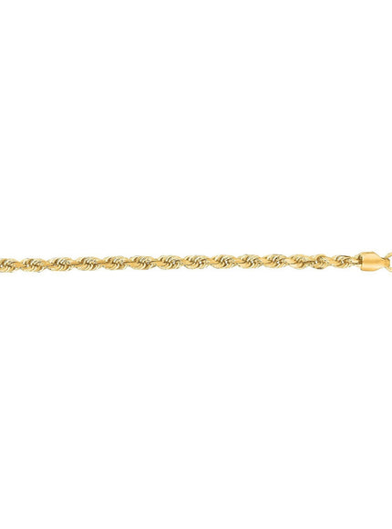 3.0mm 10k Yellow Gold Solid Diamond Cut Rope Bracelet