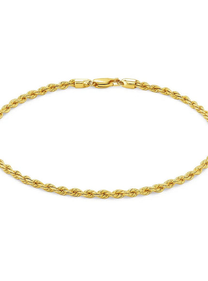 3.0mm 10k Yellow Gold Solid Diamond Cut Rope Bracelet