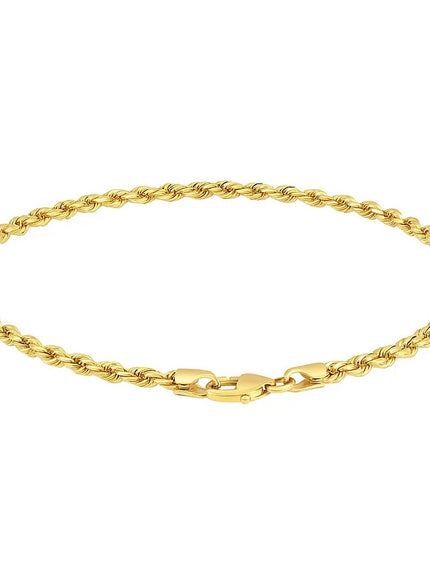3.0mm 10k Yellow Gold Solid Diamond Cut Rope Bracelet