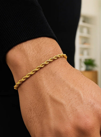 3.0mm 10k Yellow Gold Solid Diamond Cut Rope Bracelet
