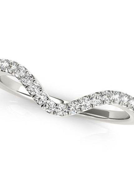 14k White Gold Wavy Design Round Diamond Wedding Ring (1/6 cttw)