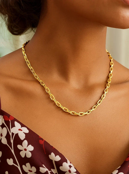 14k Yellow Gold Paperclip Chain Necklace