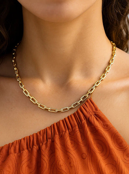 14k Yellow Gold Paperclip Chain Necklace