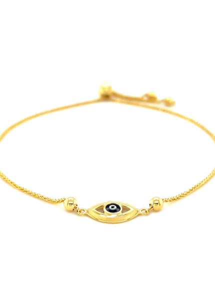 14k Yellow Gold Adjustable Evil Eye Bracelet