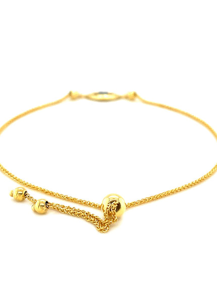14k Yellow Gold Adjustable Evil Eye Bracelet
