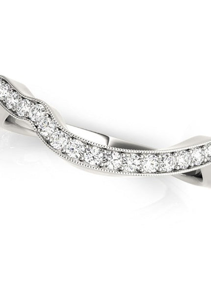 14k White Gold Milgrained Curve Style Diamond Wedding Band (1/5 cttw)
