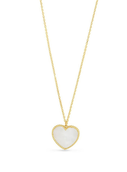 14k Yellow Gold High Polish Heart Pearl Paste Necklace