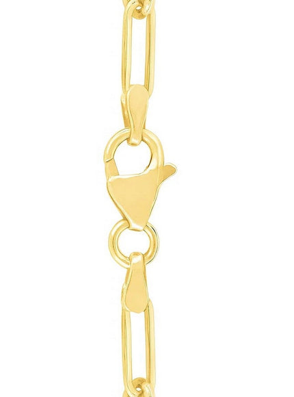 14k Yellow Gold High Polish Circle Disc Paperclip Link Necklace