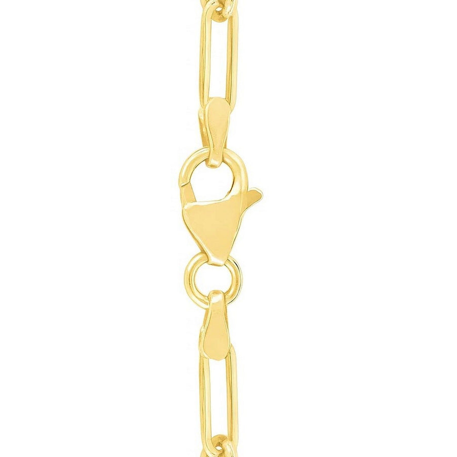 14k Yellow Gold High Polish Circle Disc Paperclip Link Necklace