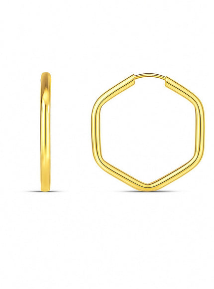 14k Yellow Gold Endless Hexagon Hoop Earrings